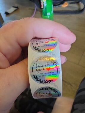 Holographic Thank You Sticker Roll - Rainbow Foil Thank You Labels